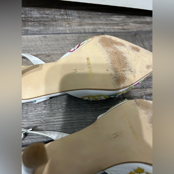 Jeffrey Campbell 💎 🌈 floral Blue&White leather heel white Multi pointy toe - Picture 7 of 12